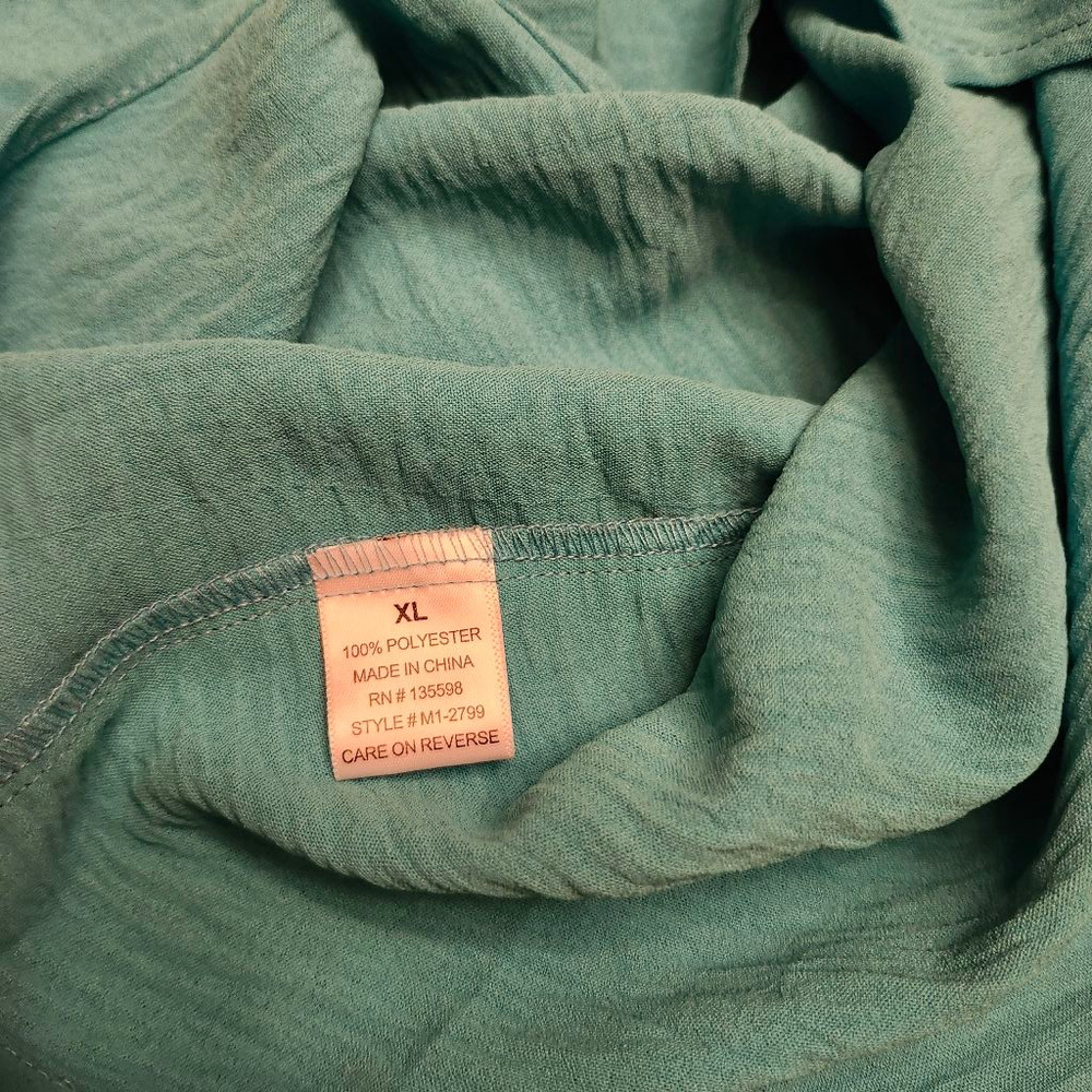Women's Cure Teal Sleeveless Smocked Tank Top XL A2 - Picture 3 of 4